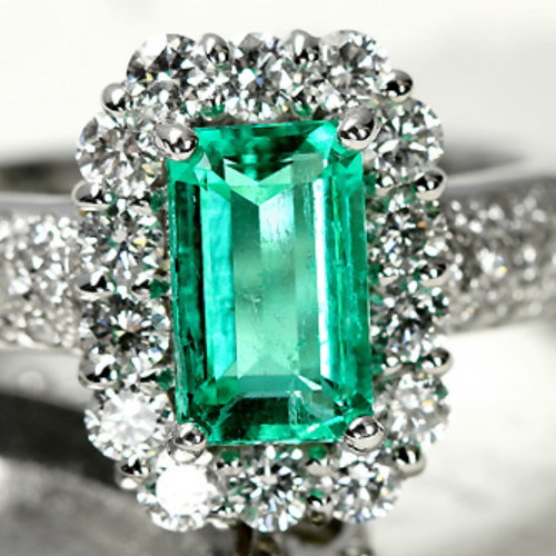 ノンオイルエメラルド（コロンビア産）1.5ct ダイヤモンド プラチナ