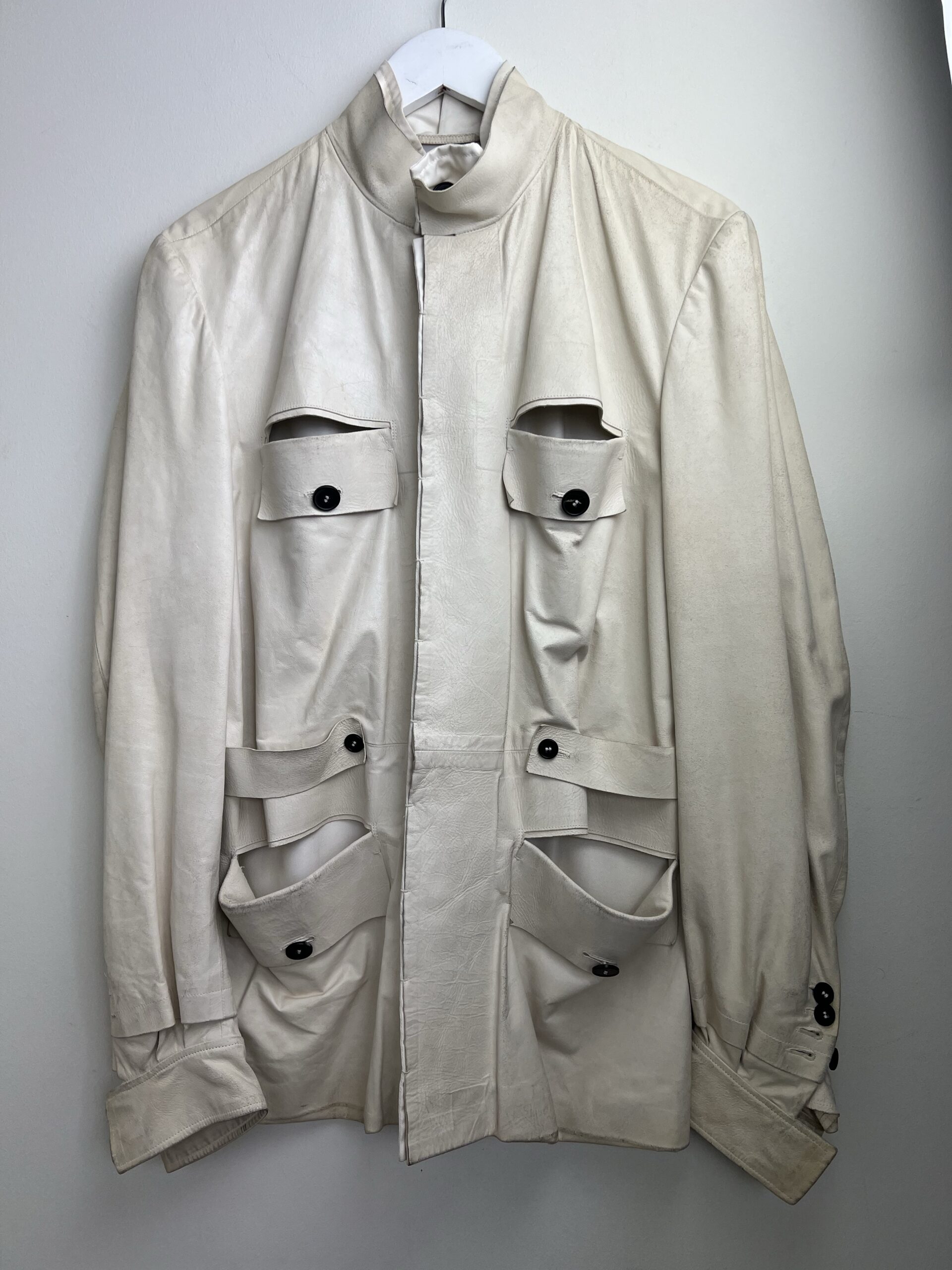 Yves Saint Laurent by Tom Ford White Leather Utility Jacket - Rellik
