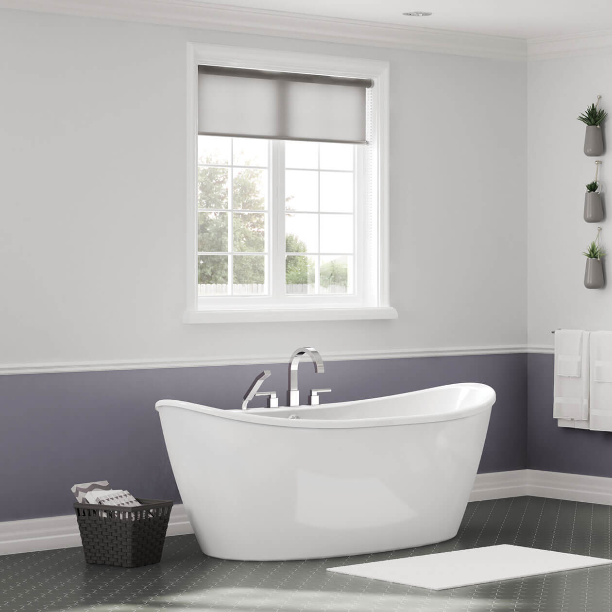 Delsia 6636 AcrylX Freestanding Center Drain Bathtub in White with