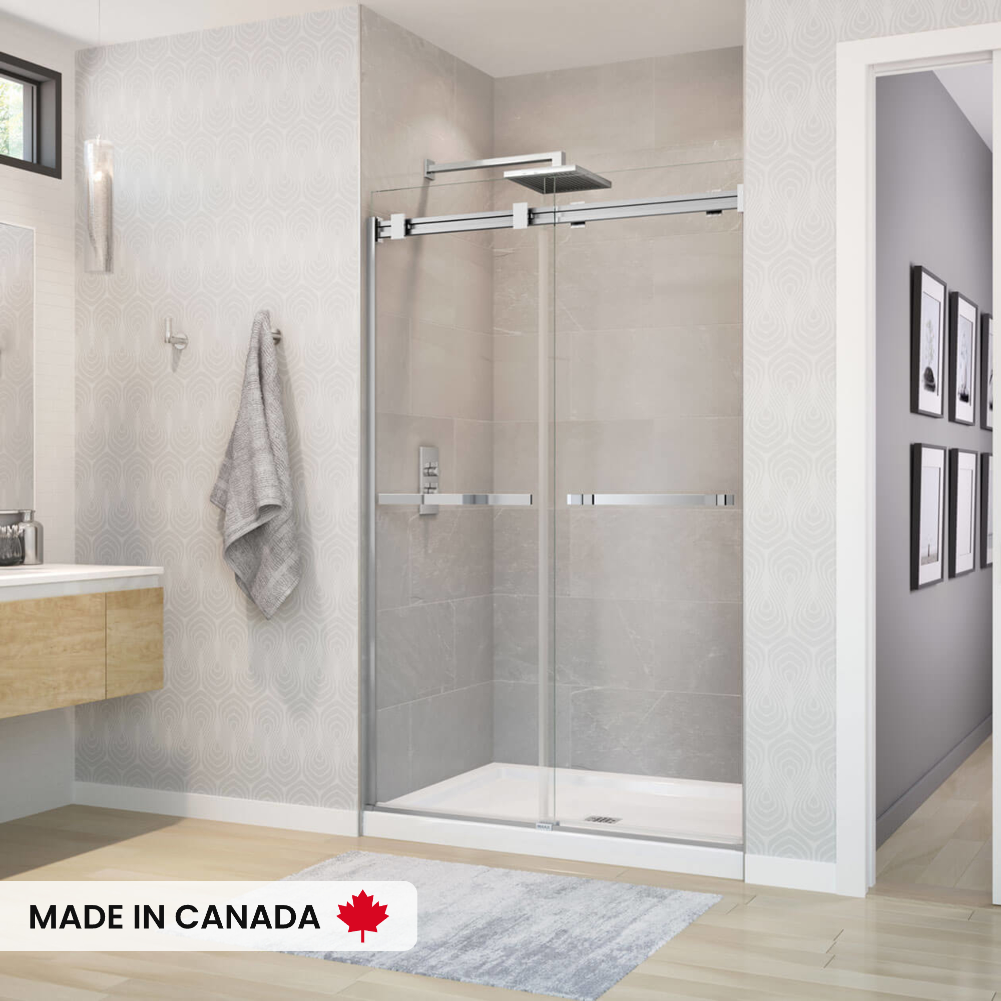 Pivolok 33-34 ¾ x 64 ½ in. Pivot Shower Door for Alcove