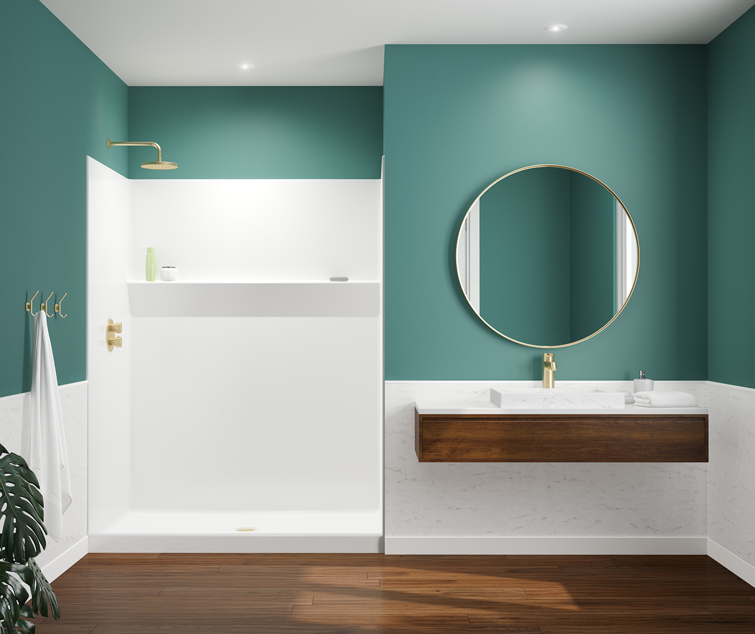 15836FHA 58 x 36 AcrylX Alcove Center Drain One-Piece Shower in