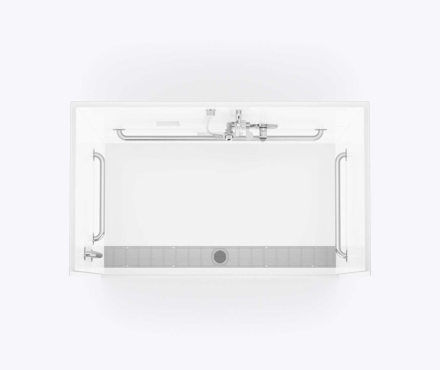 XST 6034 TR COL AcrylX Alcove One-Piece Shower in Bone with Trench