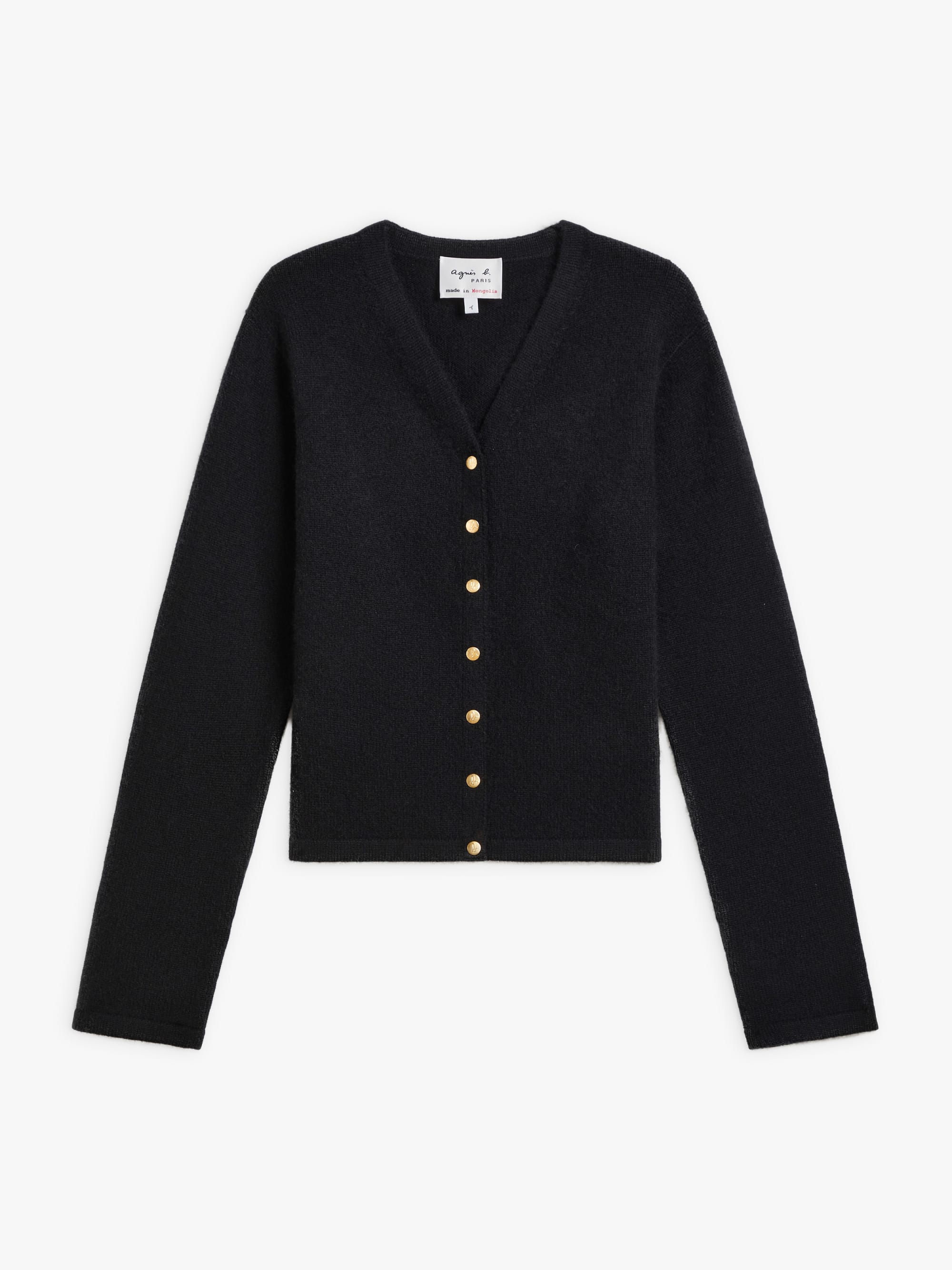 black cashmere snap v-neck cardigan