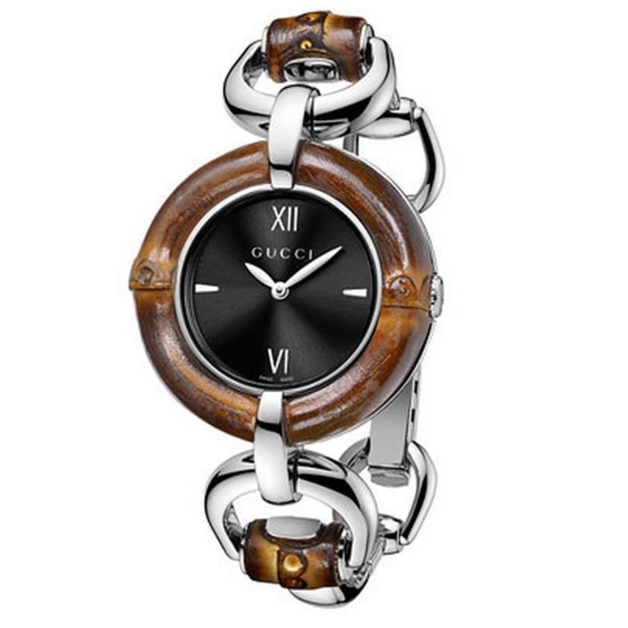 Gucci Bamboo Black Sun-Brushed Dial Women's Watch YA132401