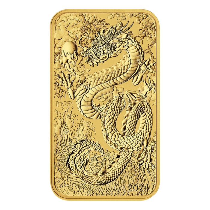 2024 1 oz Australia Dragon .9999 Gold Rectangular BU Coin