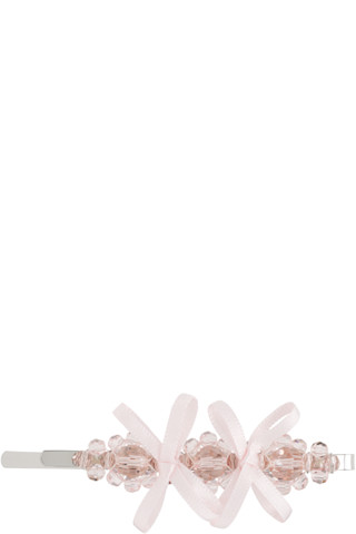 Pink Petite Bow Detail Flower Hair Clip by Simone Rocha on Sale