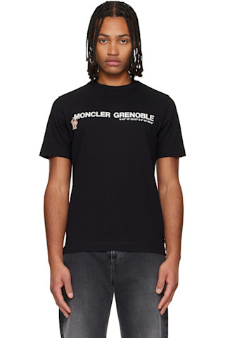 Moncler Grenoble: ブラック ロゴ コットン Tシャツ | SSENSE 日本