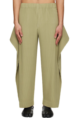 HOMME PLISSÉ ISSEY MIYAKE: Beige Cover And Fold Trousers | SSENSE