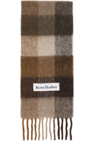 Acne Studios: ブラウン Mohair Checked マフラー | SSENSE 日本