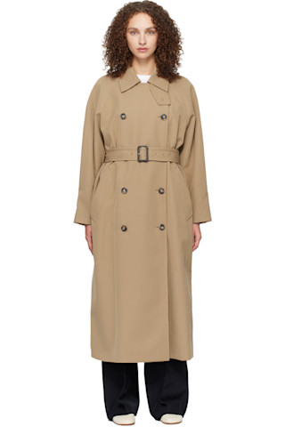 A.P.C.: ベージュ ベルト トレンチコート | SSENSE 日本