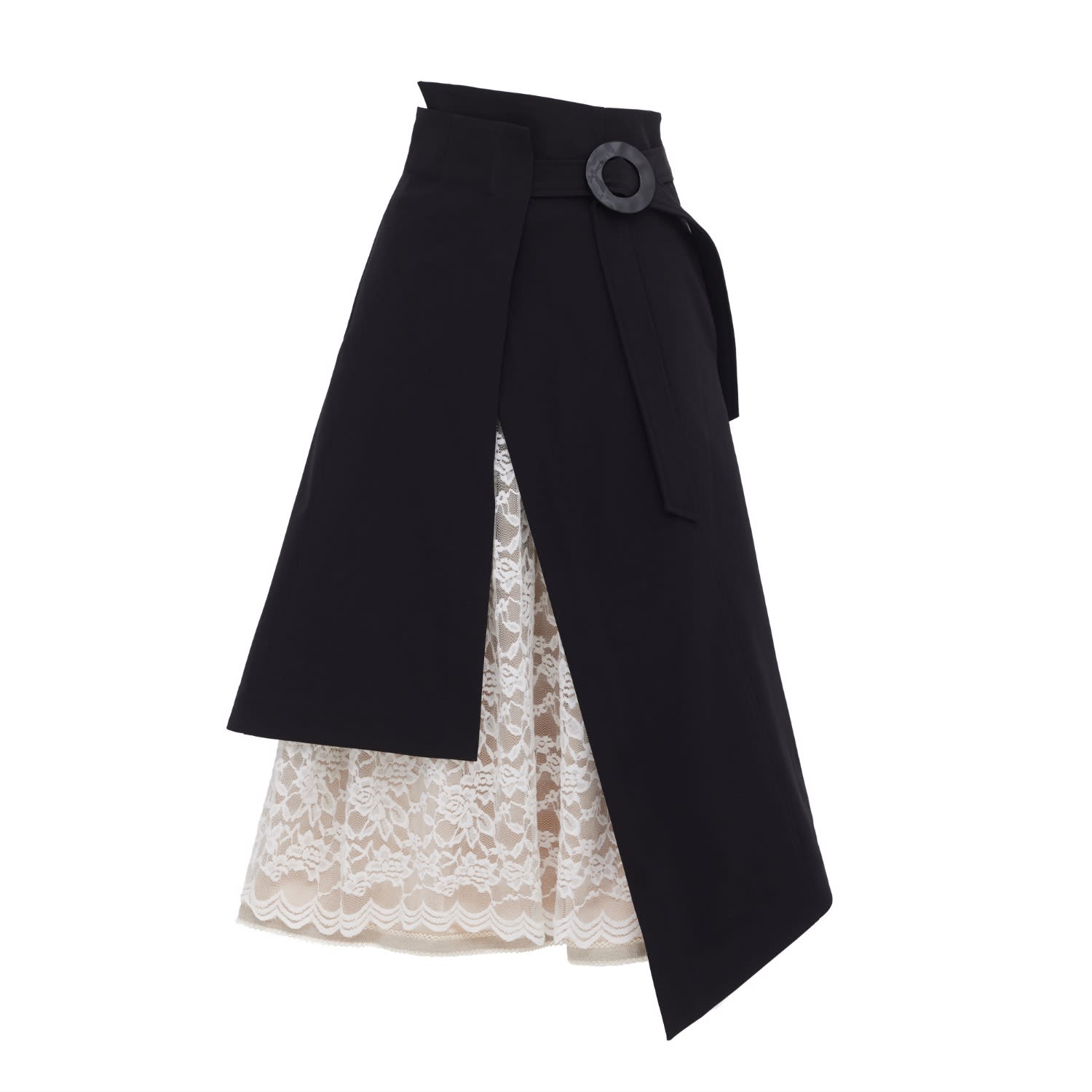 Layered Skirt With White Lace Detail Black | Julia Allert | Wolf