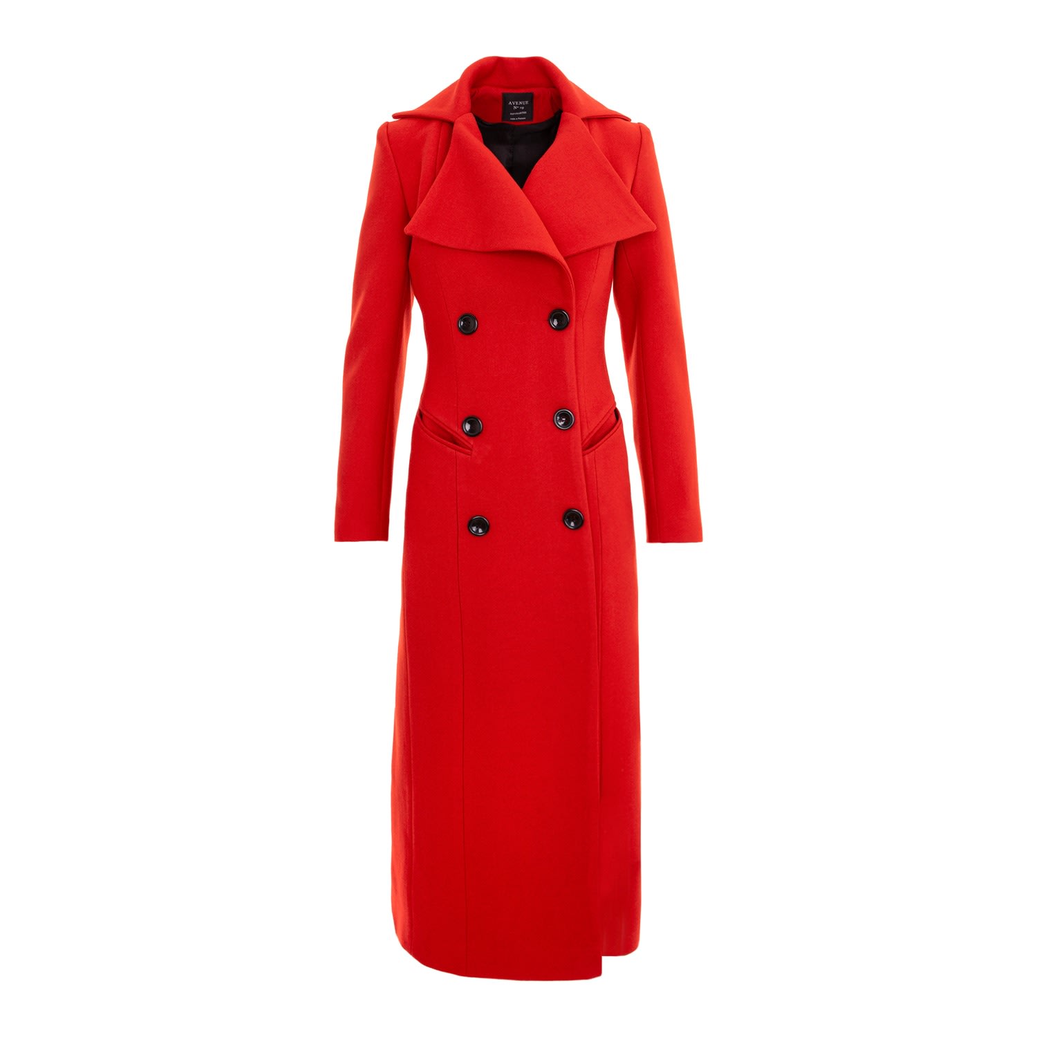 Long Wool Double Breasted Coat - Red | AVENUE N°29 | Wolf & Badger