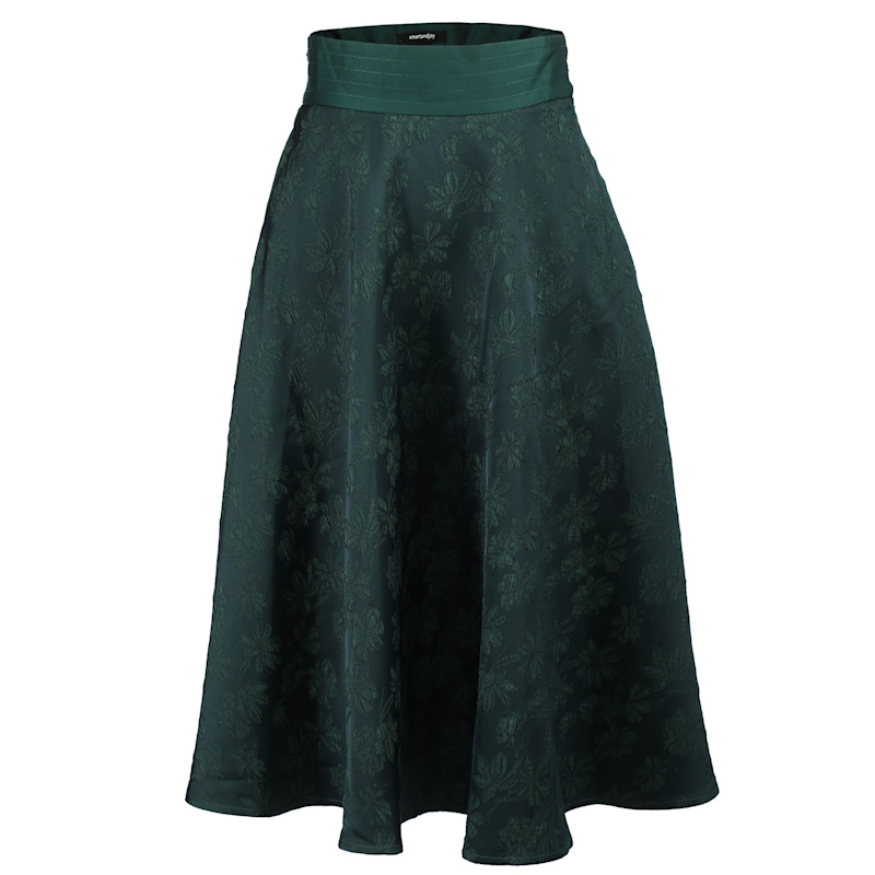 Flared Jacquard Skirt - Green | Smart and Joy | Wolf & Badger