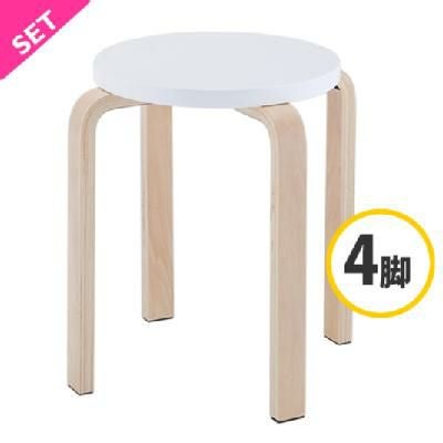 個人宅配送可能商品】木製丸椅子ナチュラル4脚入Z-SHSC-1-4SET