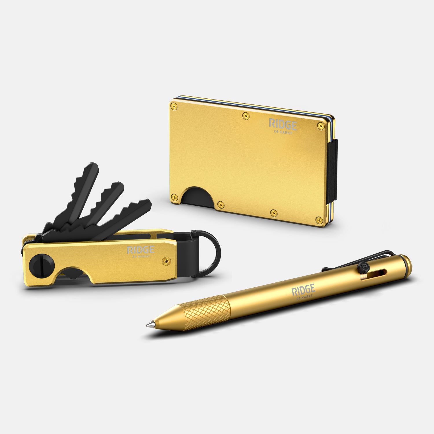 The Ridge Wallet + Keycase + Pen Kit - 24 Karat Gold