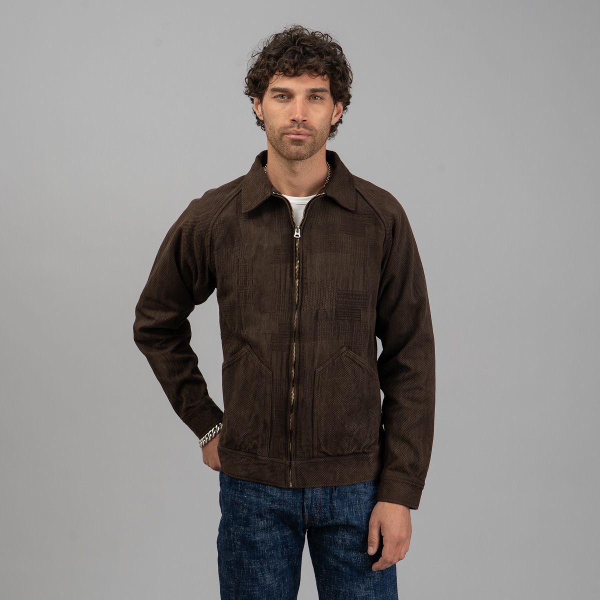 Studio D'Artisan Amami Mud-Dyed Boro Jacket - Dark Brown