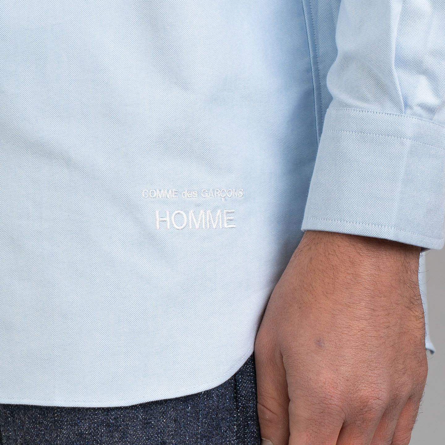 Comme des Garçons Homme Embroidered Cotton Oxford Shirt - Sax Blue