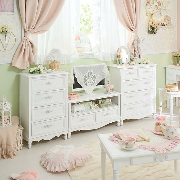 姫系 チェスト 送料込み リボン 木製 完成品 ピンク ロマプリ 可愛い