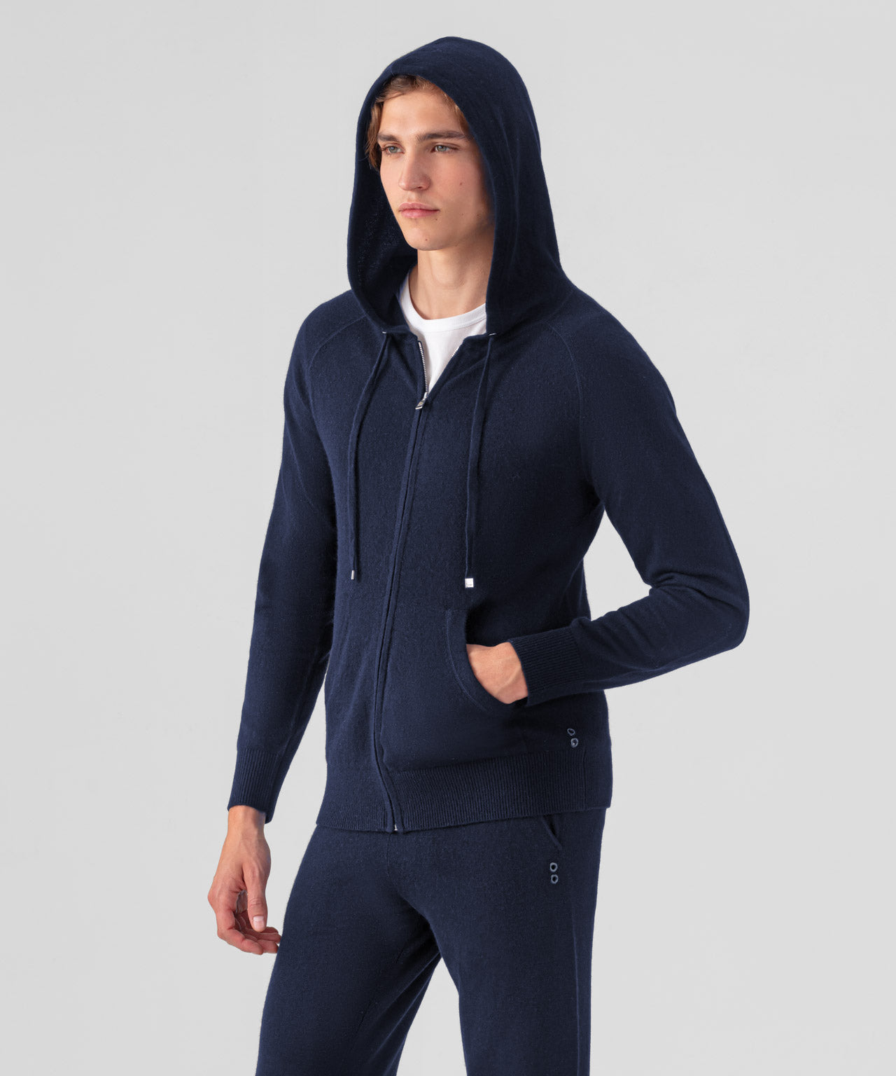Cashmere Zipped Hoodie: Navy | Ron Dorff