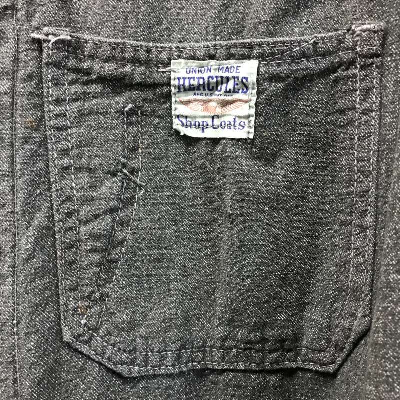 1950'S HERCULES BLACK CHAMBRAY SHOP COAT SZ/38 ブラック
