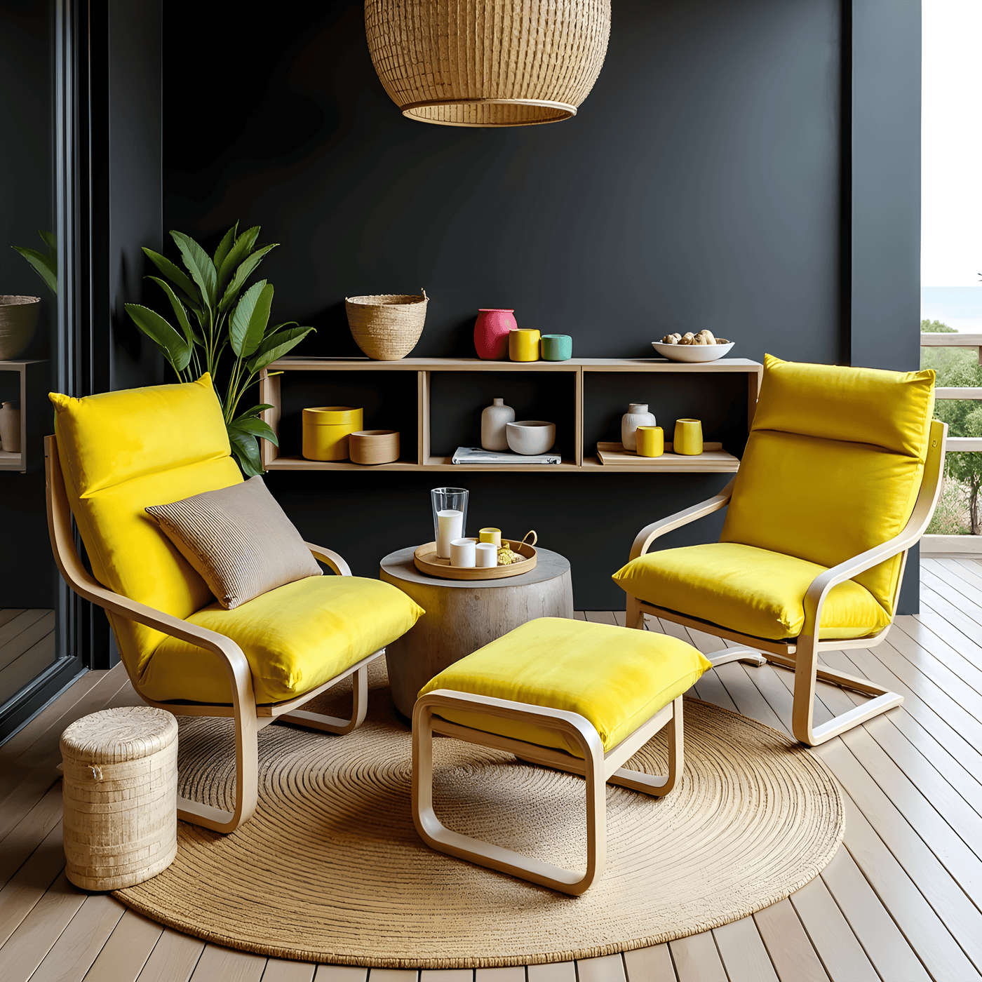 Yellow Velvet IKEA Poäng Slipcover | Chair & Footstool Set