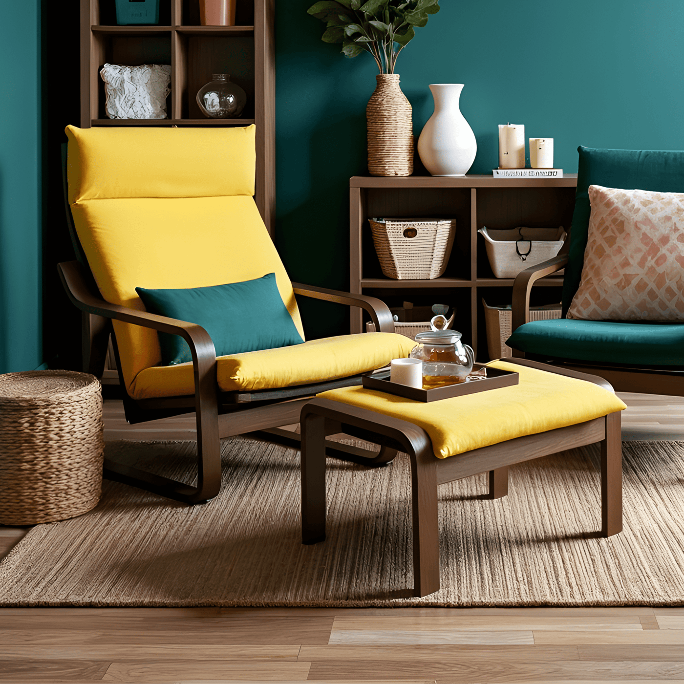 Yellow Velvet IKEA Poäng Slipcover | Chair & Footstool Set
