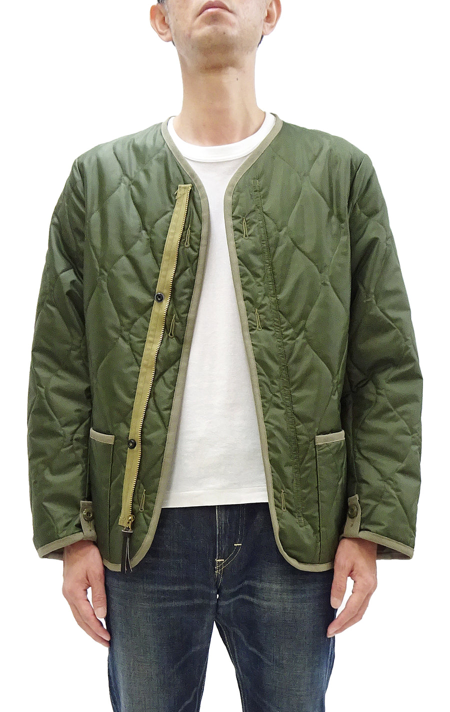 Buzz Rickson Collarless Nylon Quilted Jacket Men's Updated Version