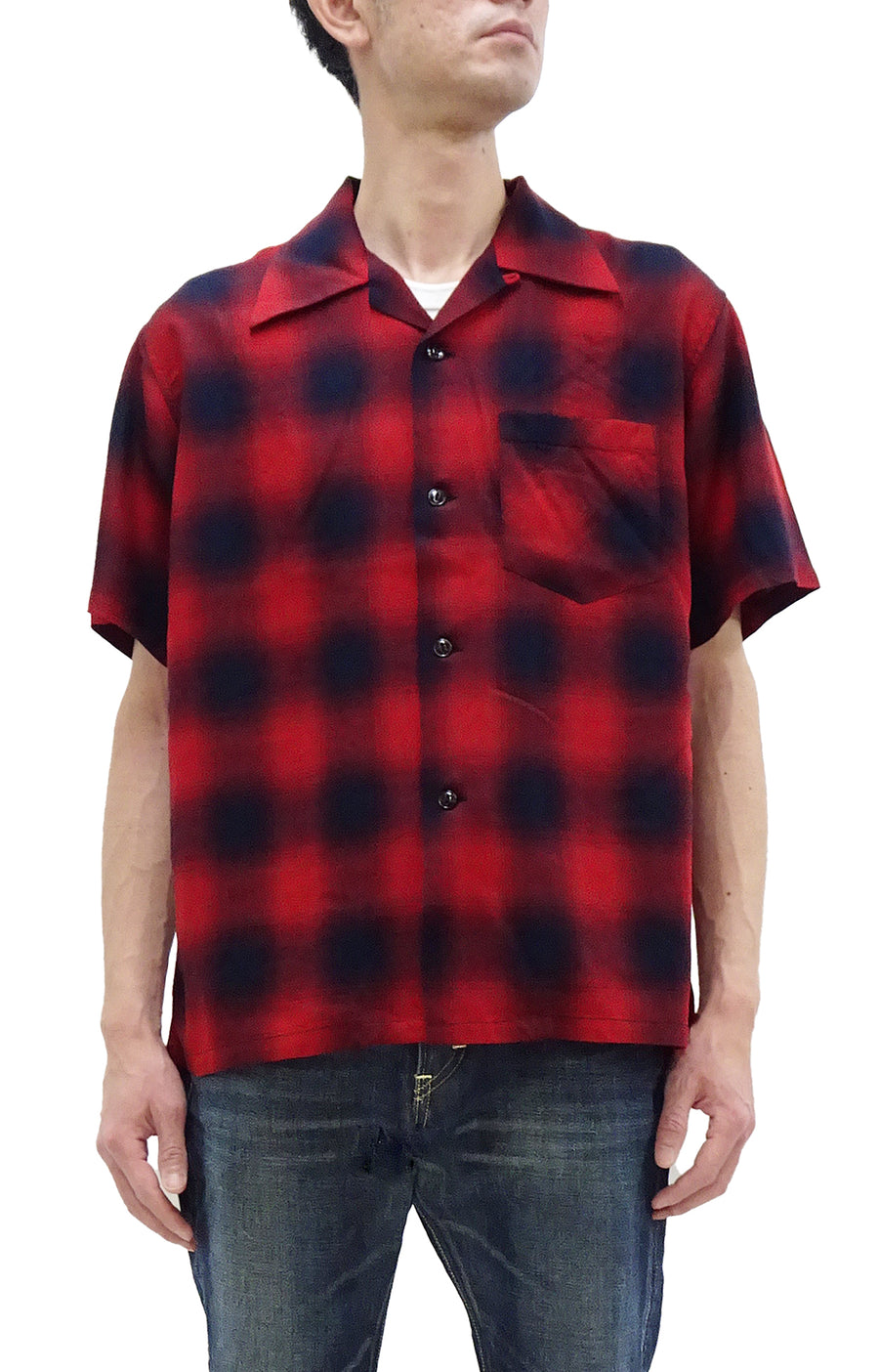 Sugar Cane Rayon Ombre Plaid Shirt Men's Oversized Fit Resort