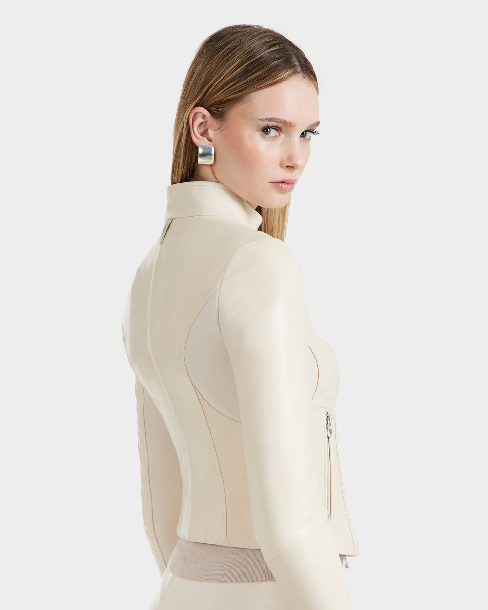 RUDSAK ABIGAIL Women's Luxe Vanilla Leather Racer Jacket - Fitted