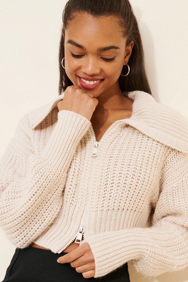 Sunny Collared Zip-Up Cardigan | Nuuly