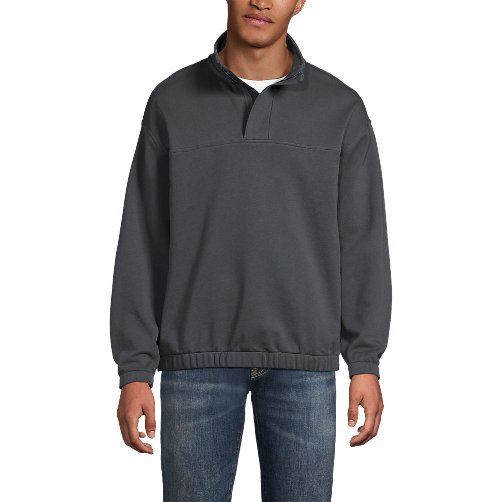 Men's Long Sleeve French Terry Vintage Wash Quarter Zip | Lands' End