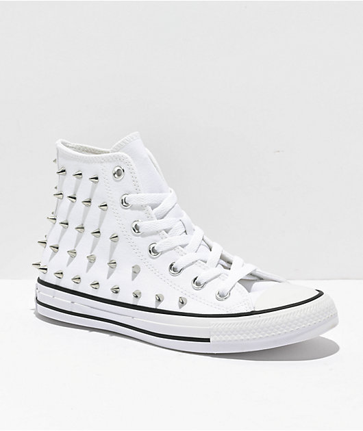 Converse Chuck Taylor All Star White Studded High Top Shoes | Zumiez