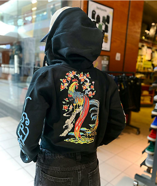 Ed Hardy Phoenix Y2K Black Crop Zip Hoodie | Zumiez