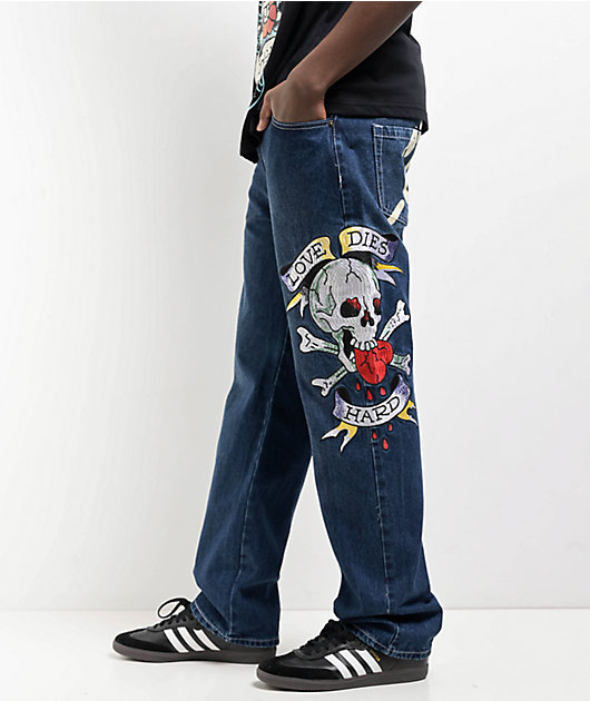 Ed Hardy Skull Heart Indigo Loose Fit Jeans | Zumiez