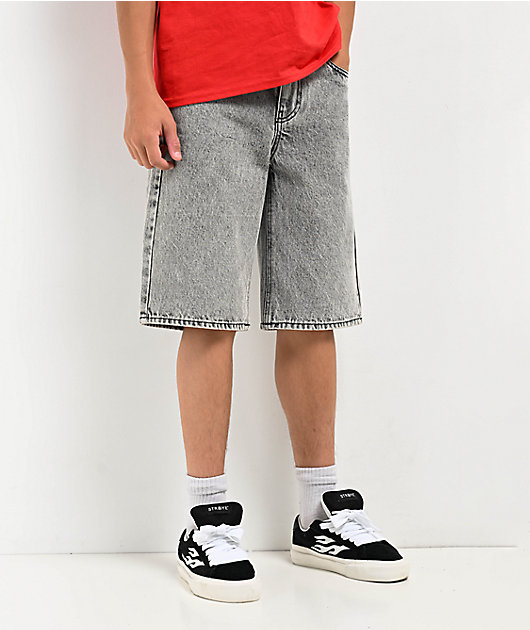 Empyre Kids Loose Fit Scramble Grey Denim Skate Shorts | Zumiez