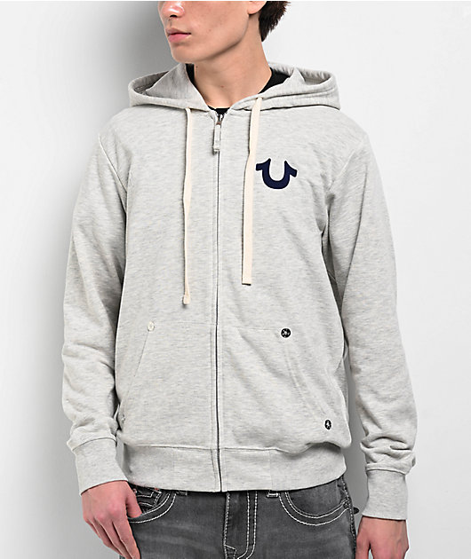 True Religion Classic Logo Heather Grey Zip Hoodie | Zumiez