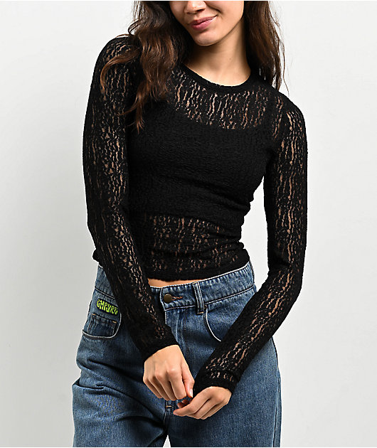 Zine Talia Black Lace Top | Zumiez