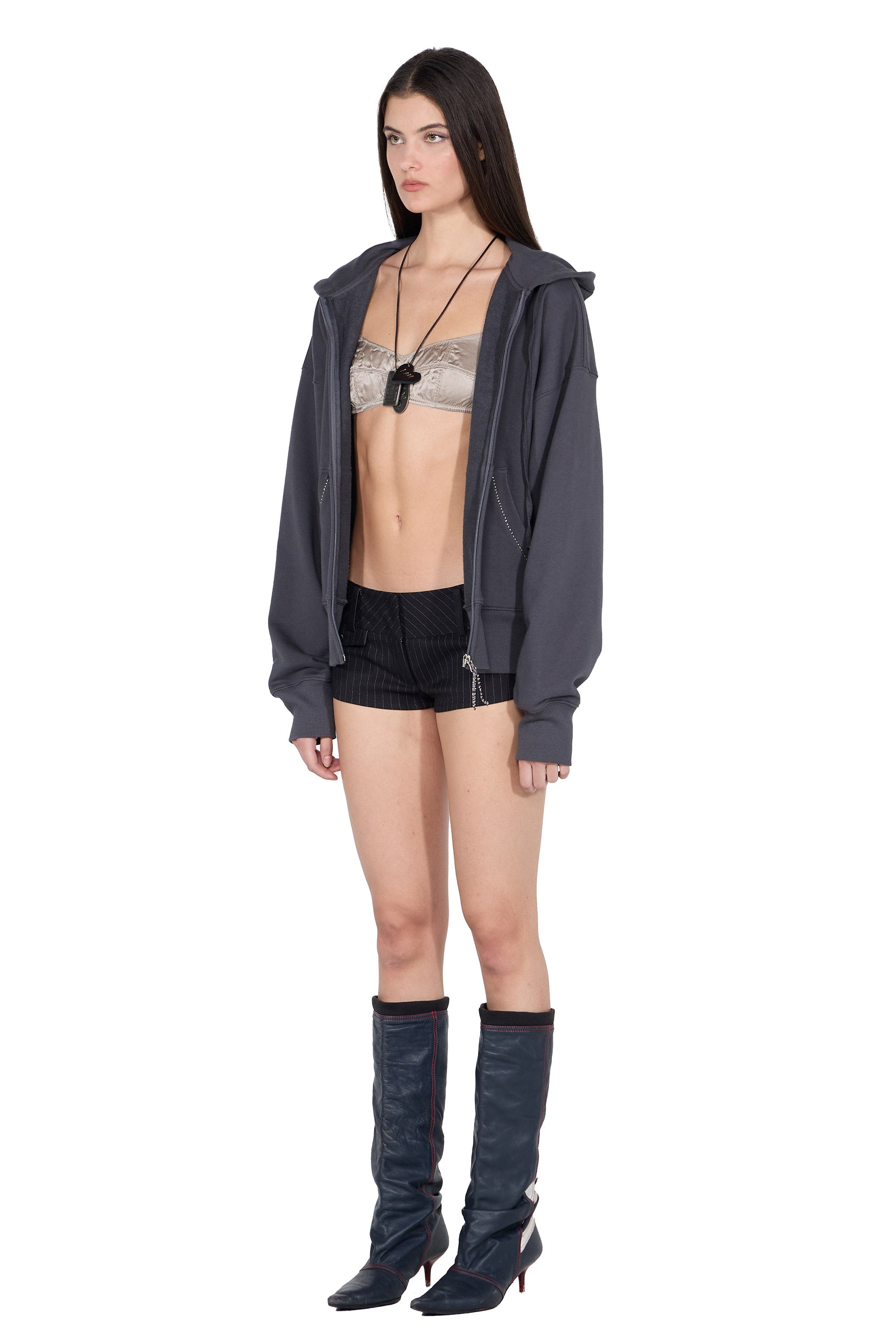 Beaded Saint Hoodie Zip-Up Charcoal – SCULPTOR JAPAN