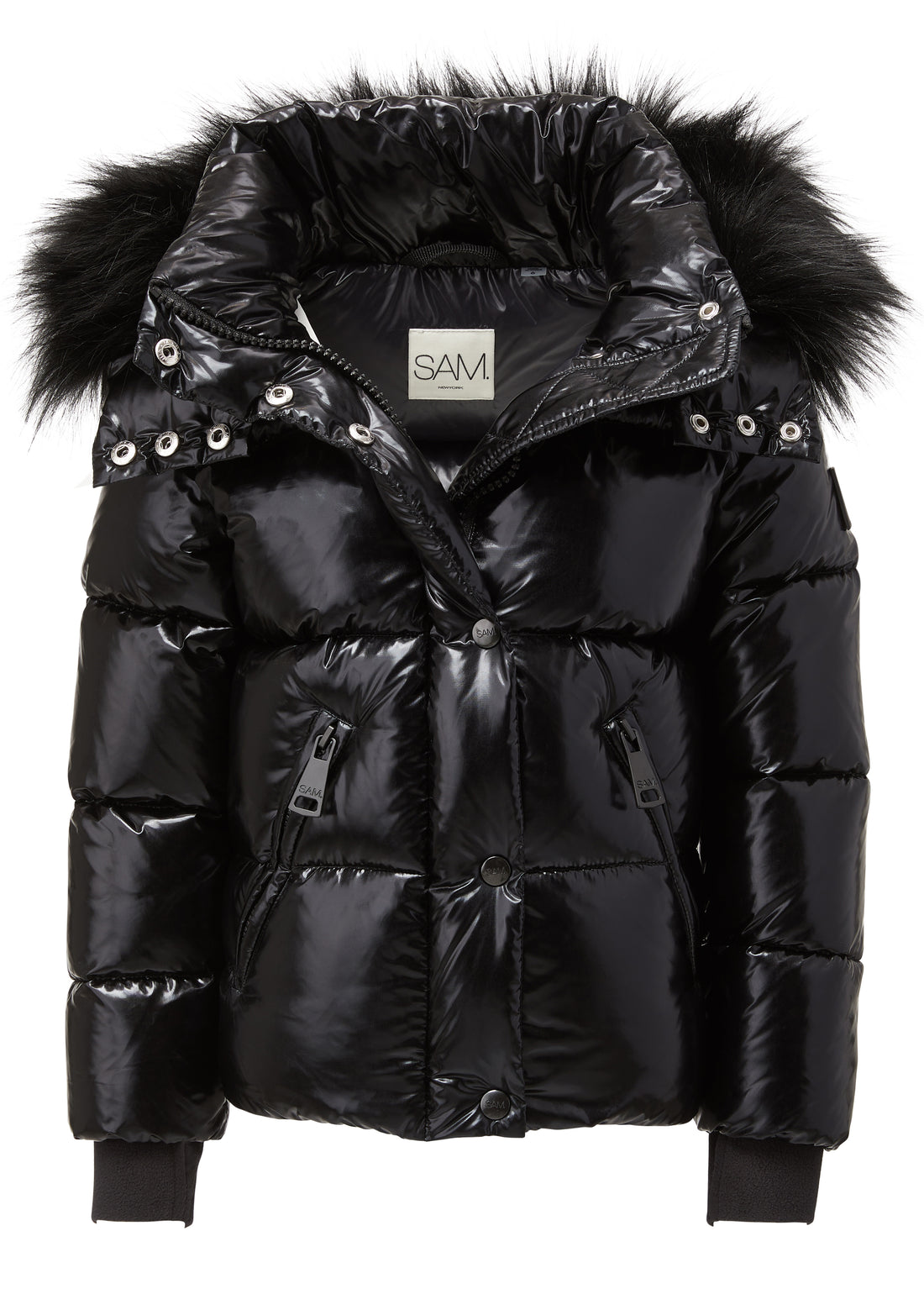 SAM new york GIRLS faux fur Elsa puffer coat with detachable hood