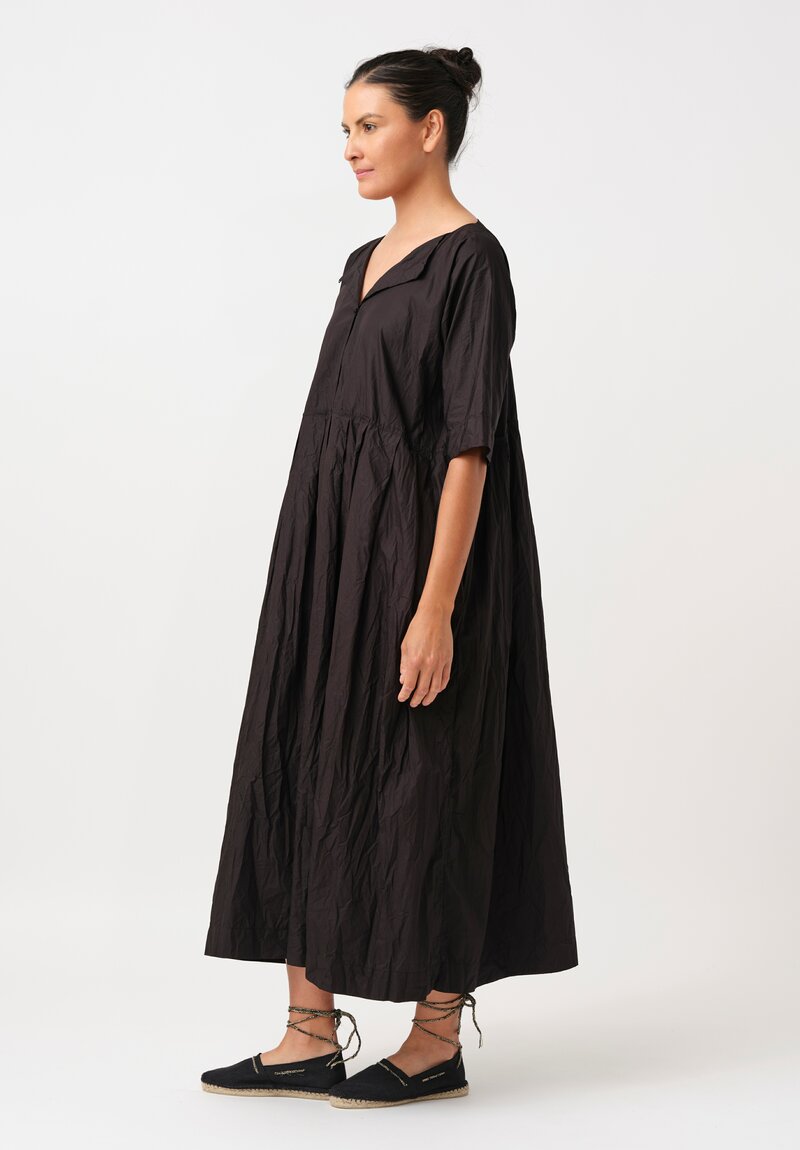 Daniela Gregis Washed Cotton Spezia Operaio Dress in Jet Black