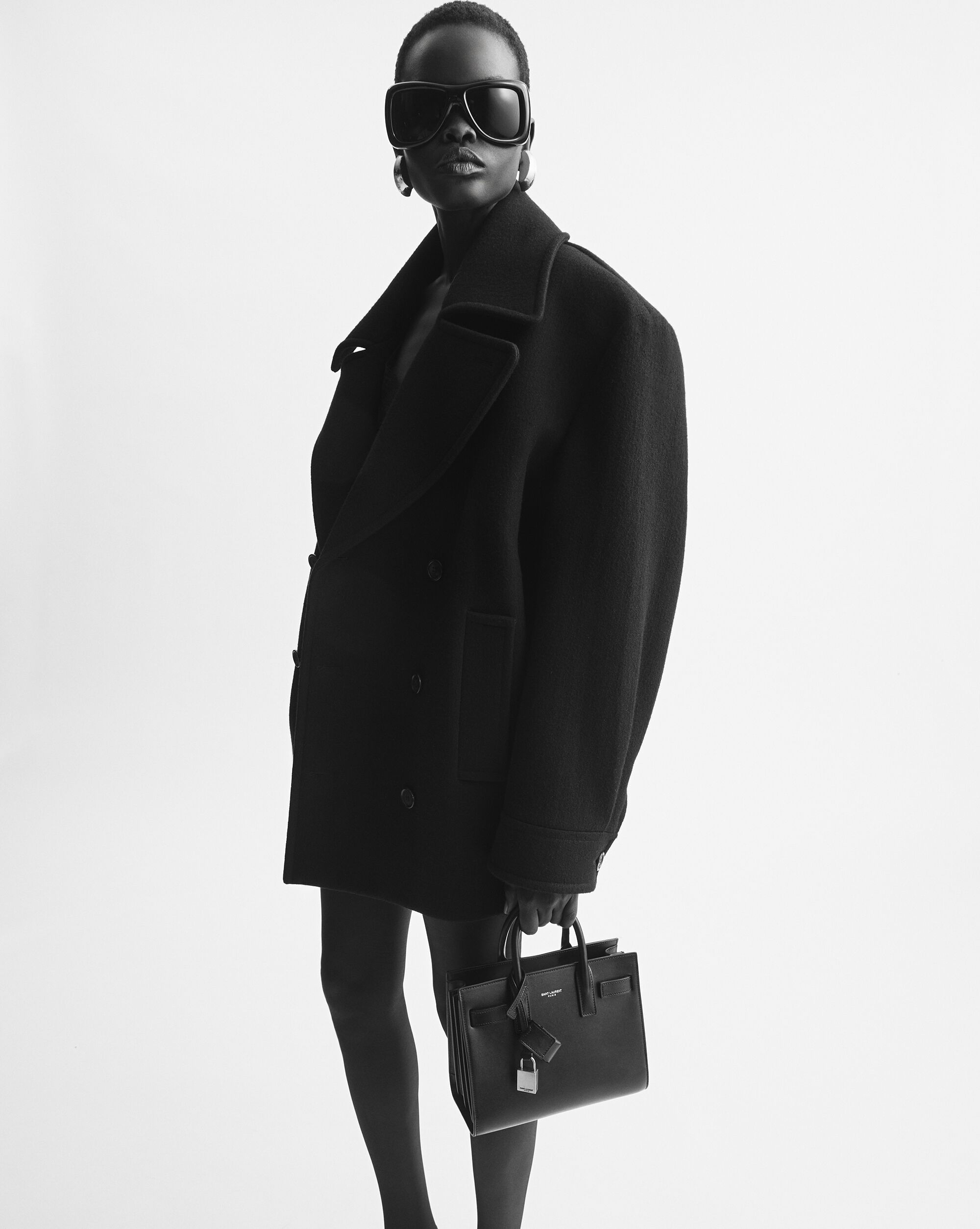 SAC DE JOUR IN CROCODILE-EMBOSSED LEATHER - NANO in Black | Saint