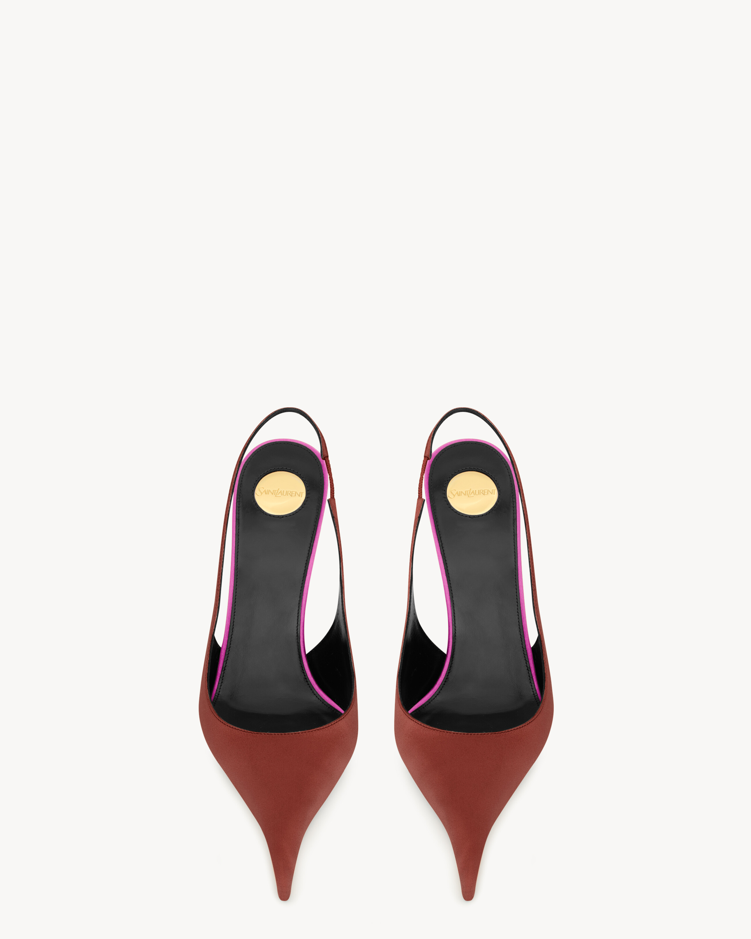 DEROCHE slingback pumps in satin crepe in Red | Saint Laurent