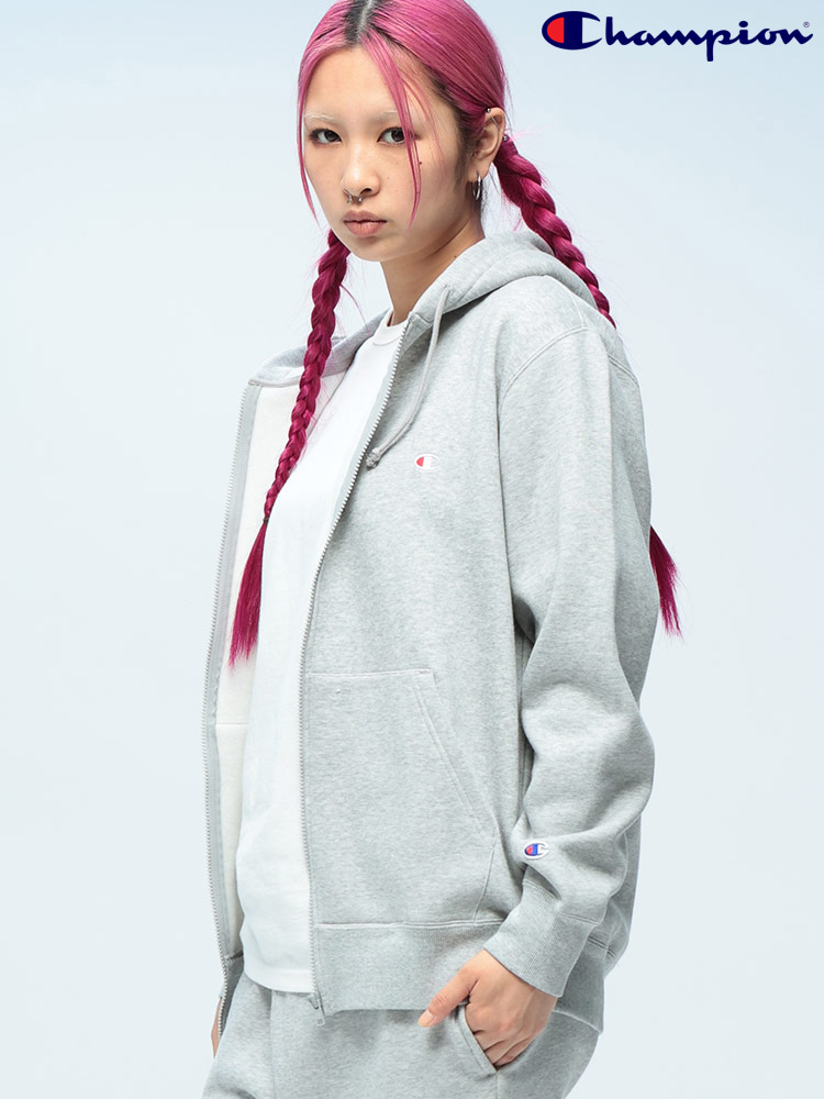 Champion (チャンピオン) 裏起毛 ワンポイント フルジップ パーカー
