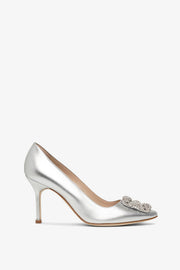 Manolo Blahnik | Hangisi 90 silver metallic nappa pumps | Savannahs