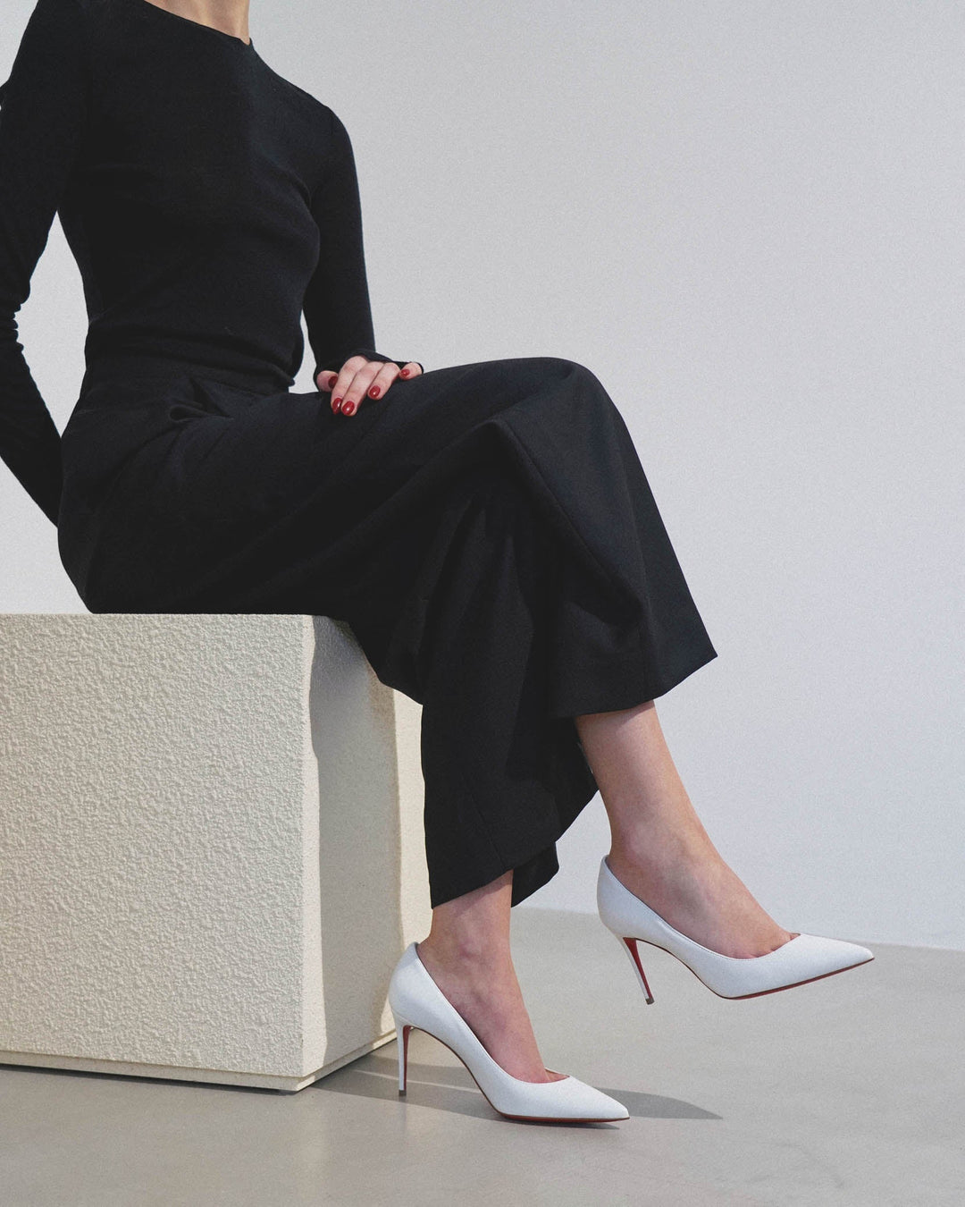 Christian Louboutin | Kate 85 white leather pumps | Savannahs