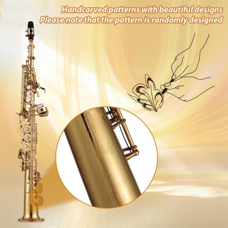 Btuty ソプラノサックス ストレートサックス ブラス Bb B♭ 木管楽器