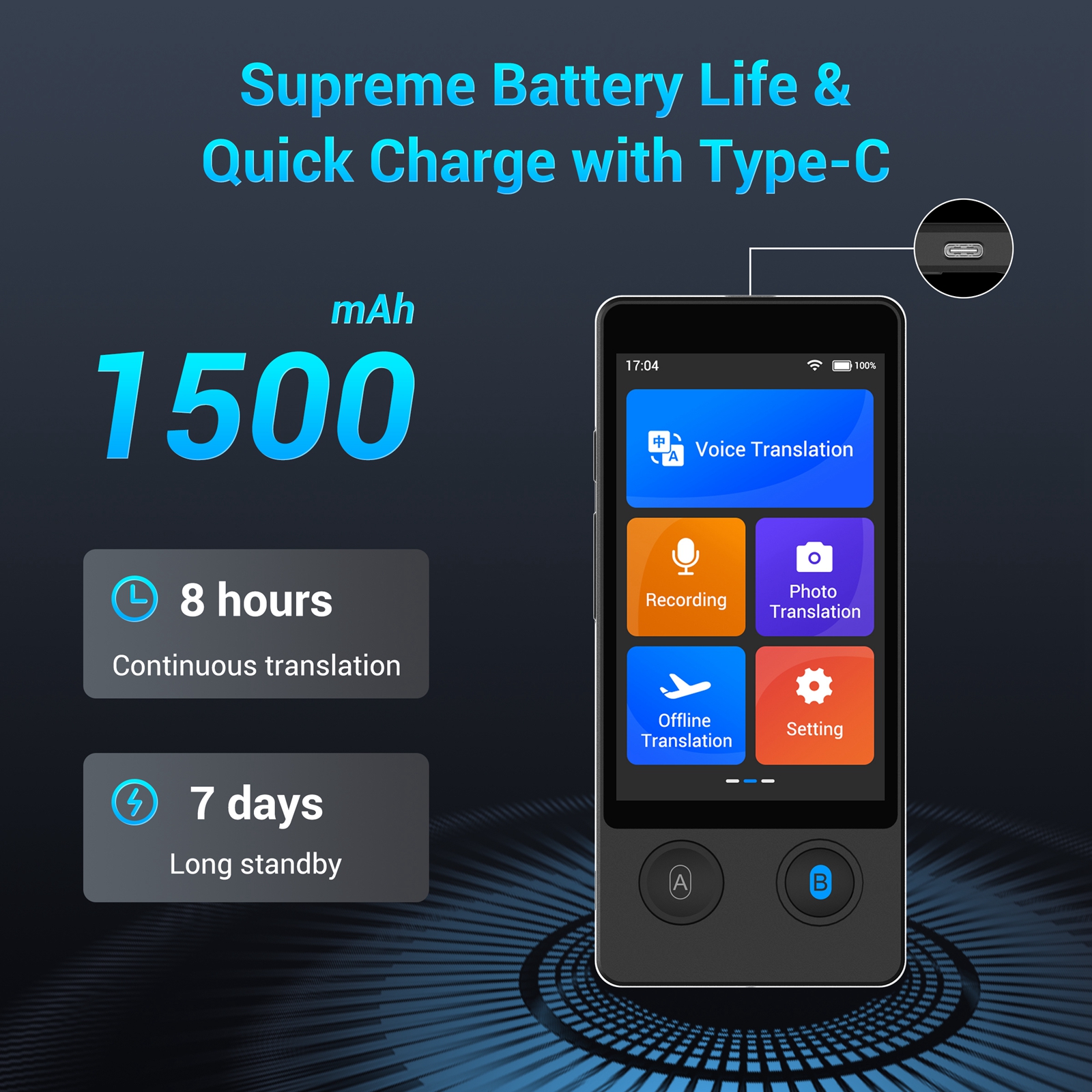 Wooask W12 AI Voice Translator - Real-Time Speech Translation