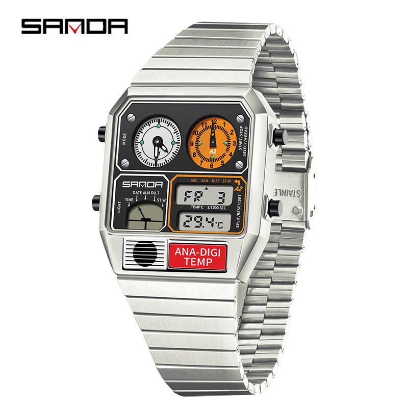 SANDA 3192 Luxury Multifunctional Digital Chronograph Watch for