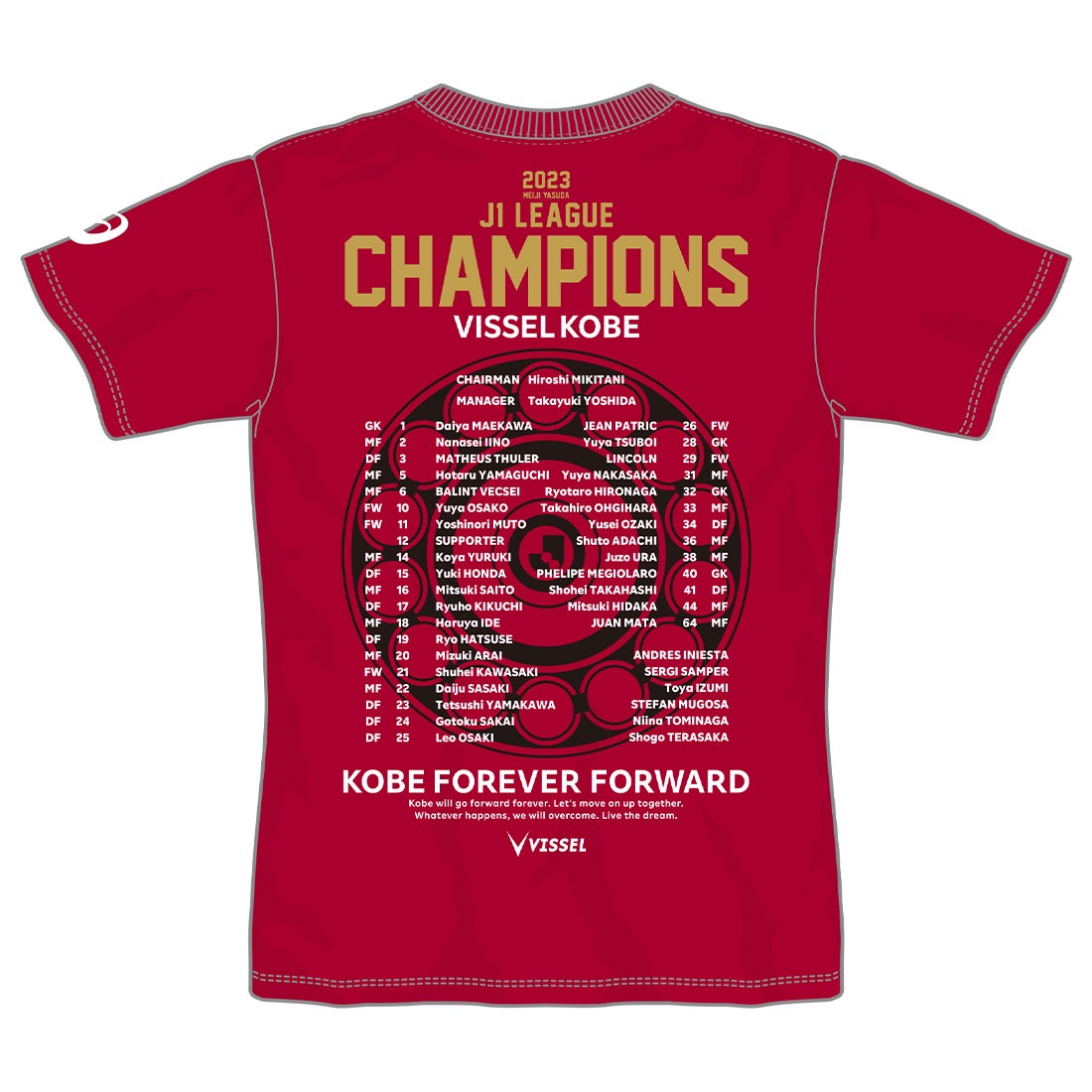 ASICS ヴィッセル神戸 2023 優勝記念Tシャツ(レッド) 2103A088 601