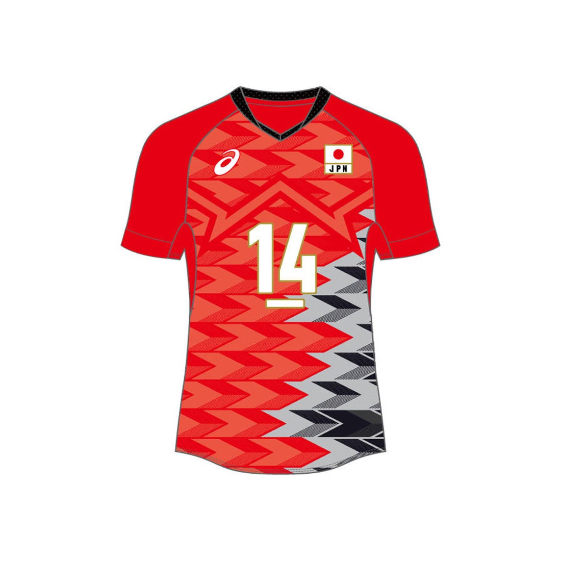 ASICS アシックス 2024年VB男子日本代表レプリカシャツ （Vレッド/No